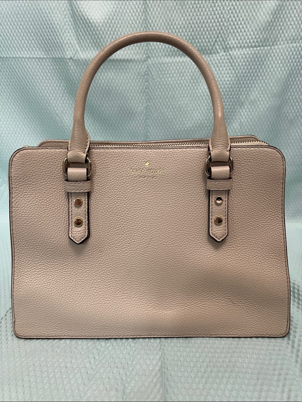 kate spade Pebbled Leather Satchel in Light Taupe Pink